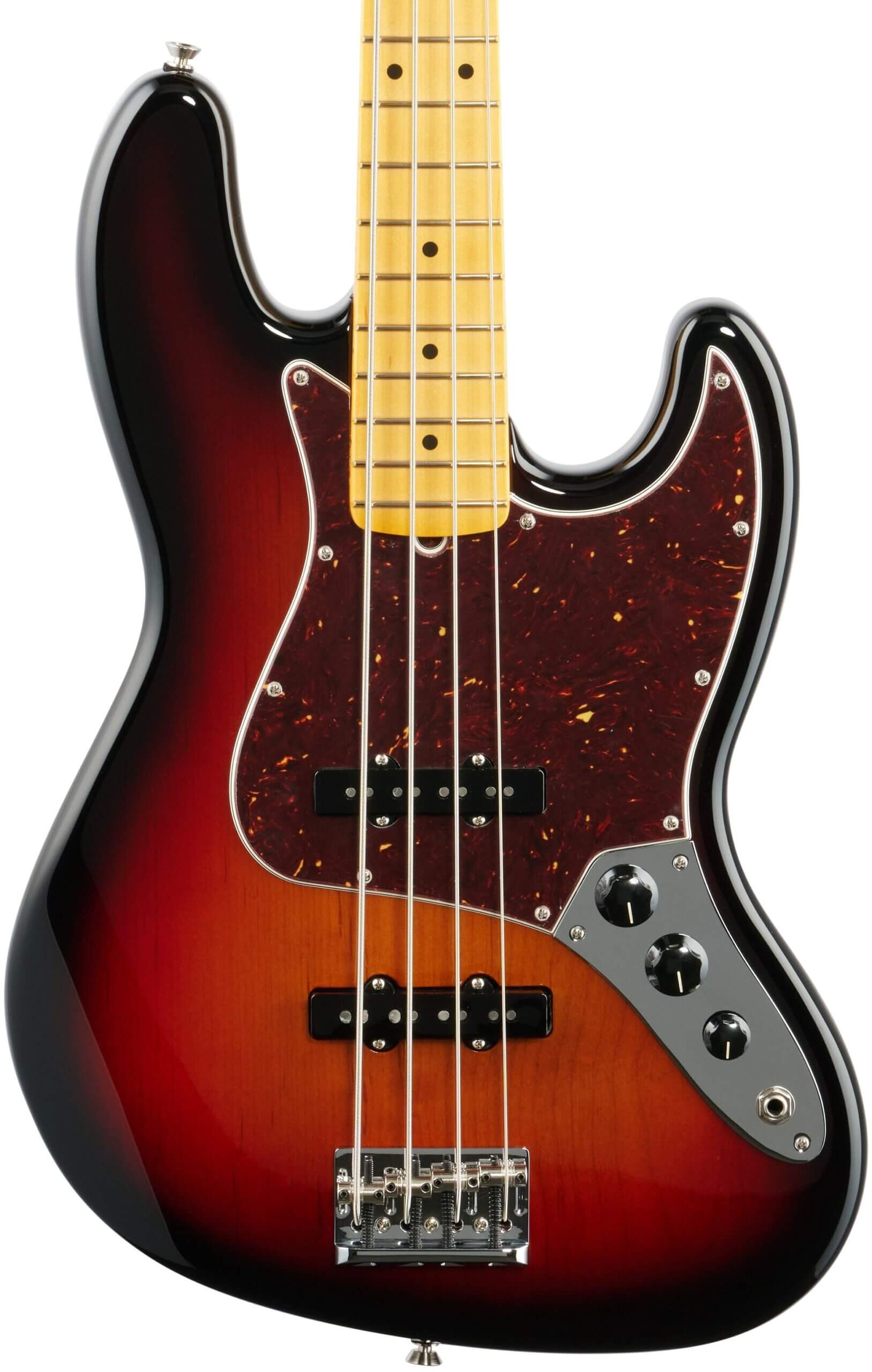 Fender American Pro II Jazz Electric Bass, Maple Fingerboard (with Case), 3-Color Sunburst