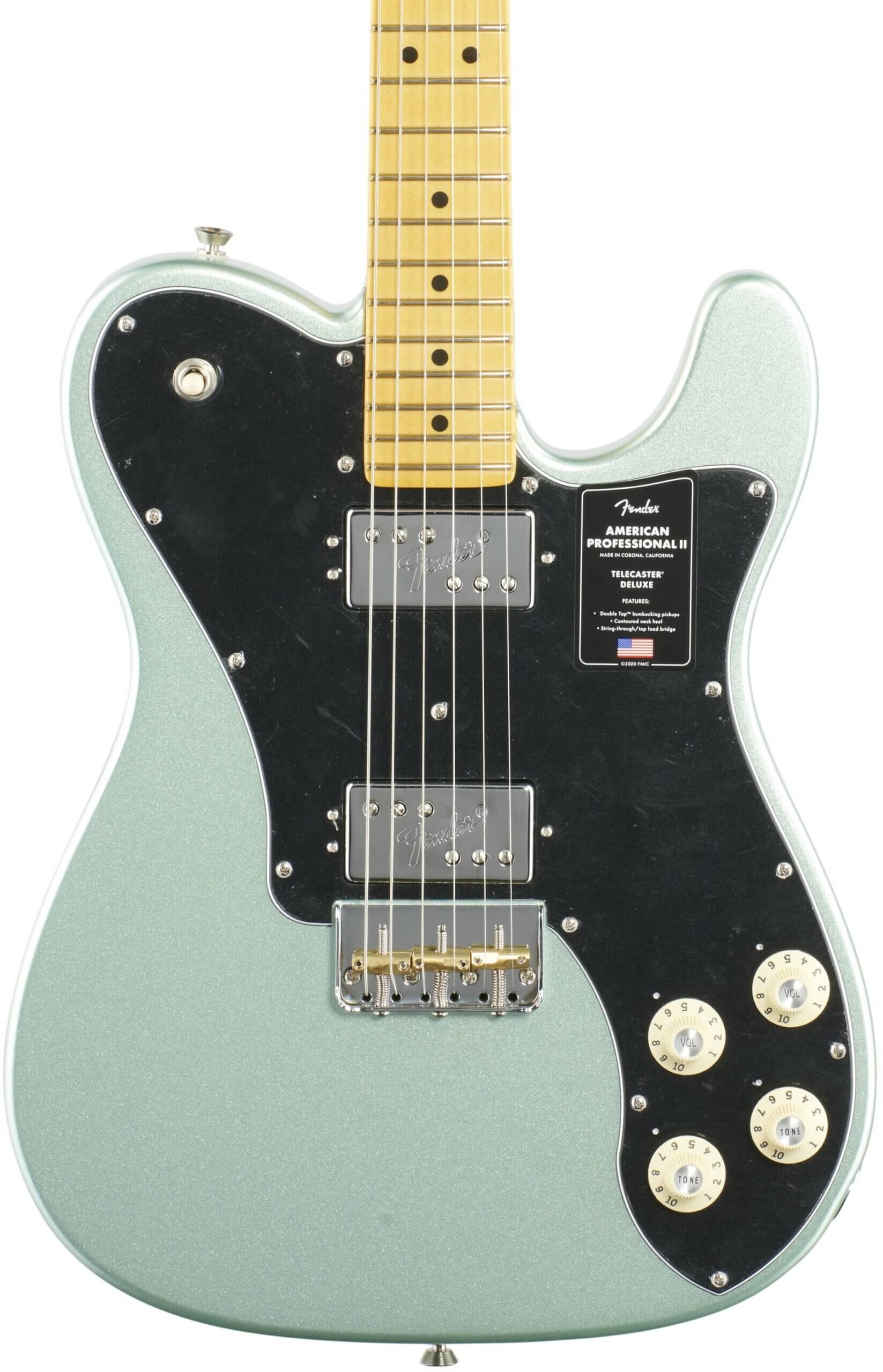 Fender American Pro II Telecaster Deluxe Electric Guitar, Maple Fingerboard (with Case), Mystic Surf Green