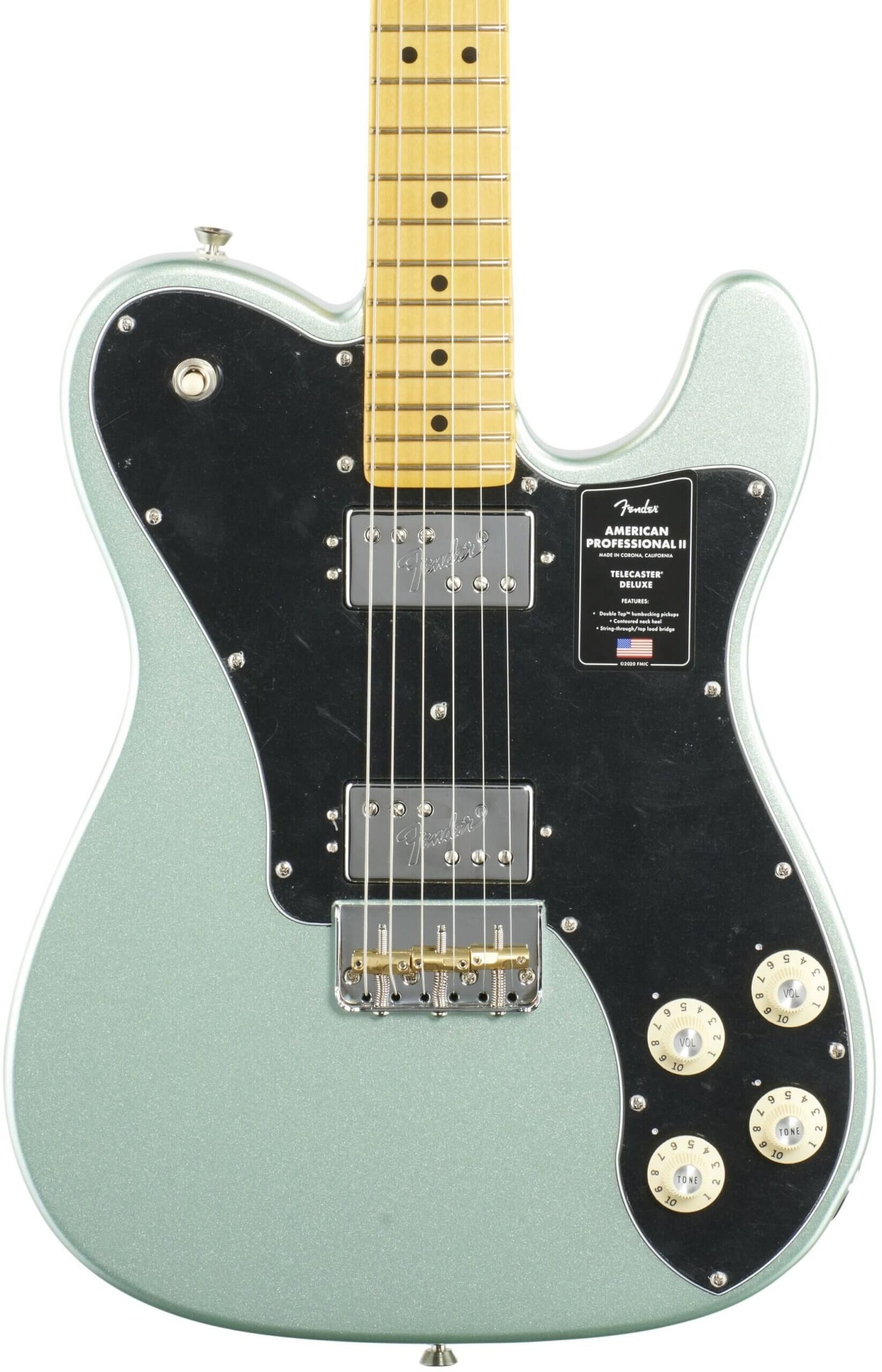 Fender American Pro II Telecaster Deluxe Electric Guitar, Maple Fingerboard (with Case), Mystic Surf Green