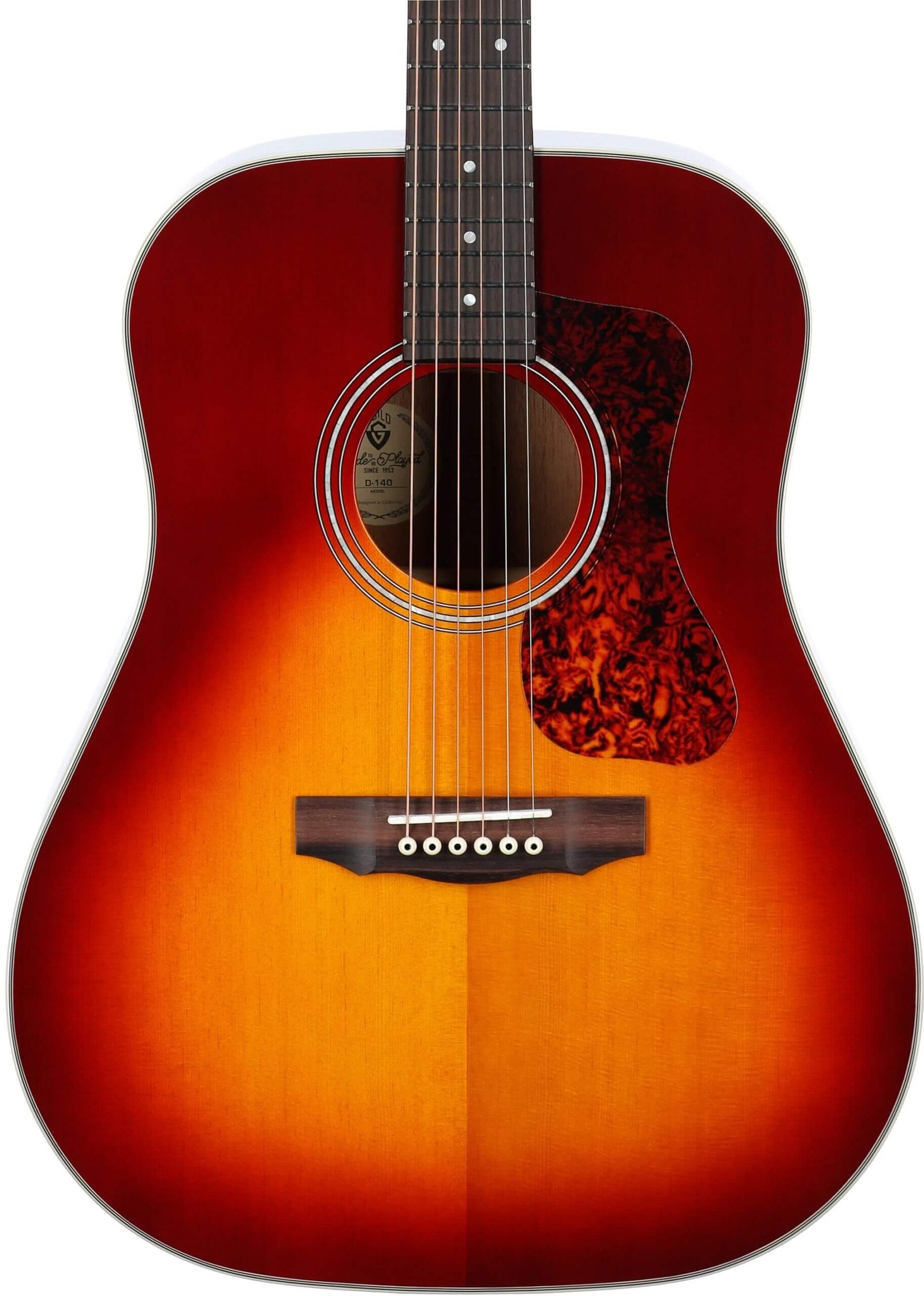 Guild D-140 Acoustic Guitar (with Case), Cherry Burst