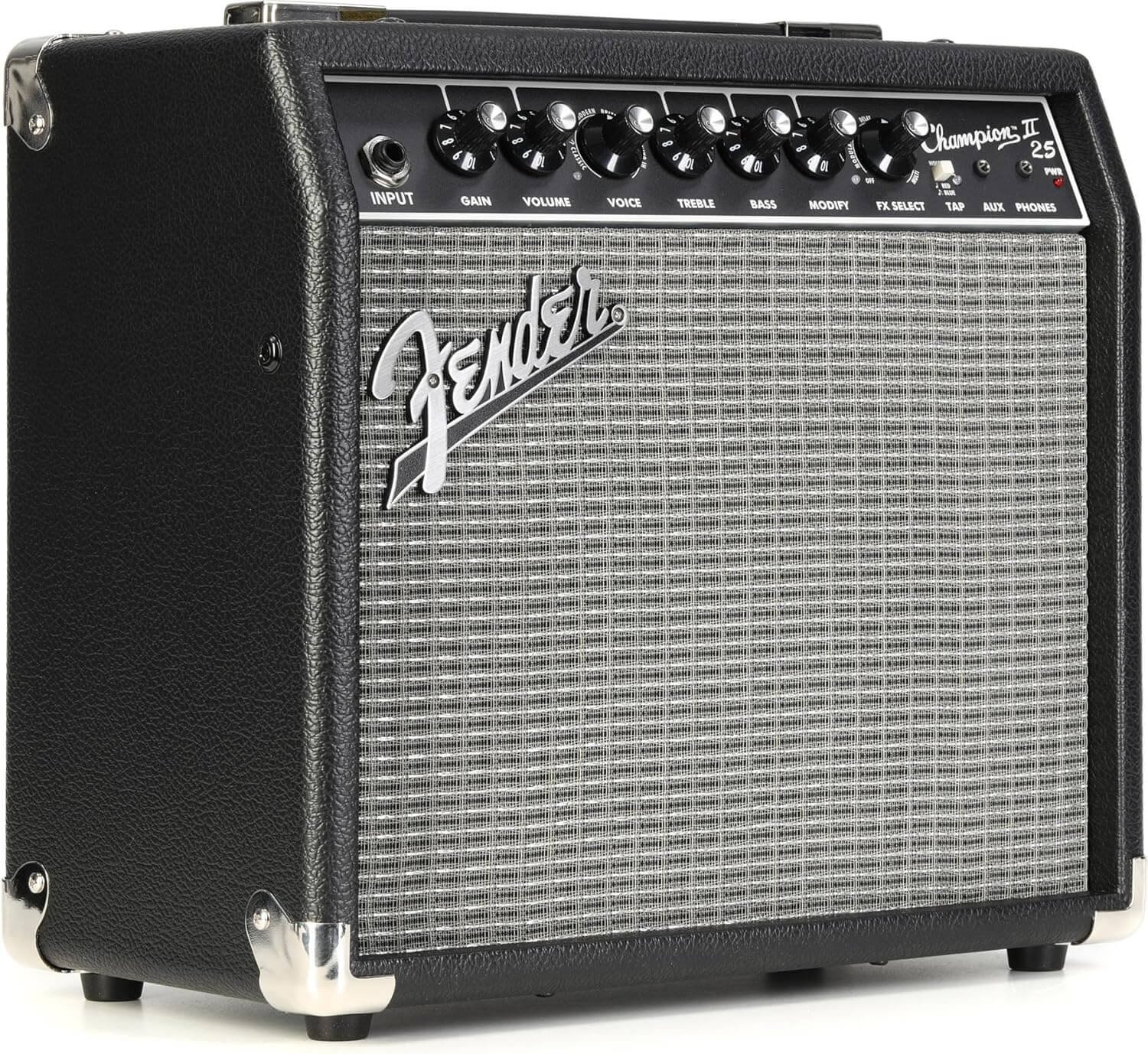 Fender Champion II 25 Guitar Amplifier, 25 Watt, with 2 Year Warranty, Features 12 Integrated Effects Models