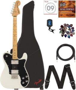 Fender Squier Classic Vibe '70s Telecaster Deluxe - Olympic White Bundle with Gig Bag, Instrument Cable, Tuner, Strap, Strings, Picks, and Austin Bazaar Instructional DVD