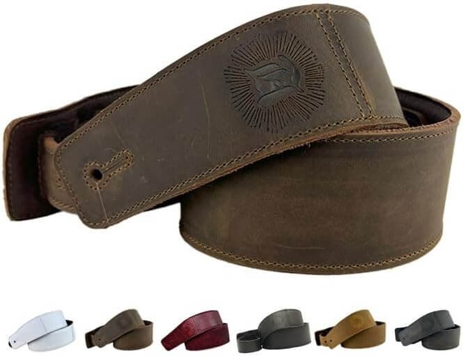 Reticent Full Grain Leather Guitar Strap For Electric, Acoustic, and Bass Guitars (2", Whiskey Brown)