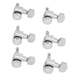 Fender Locking Tuners Stratocaster Guitar Tuners, Polished Chrome, for Right-Handed Guitar, 1.7x10x4.5 Inches, Set of 6