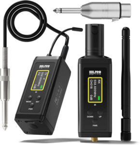 UHF Wireless Guitar System with Antenna,260FT Range,32 Channels,Dual Volume Control,Rechargeable Audio XLR Wireless Guitar Transmitter Receiver for Guitar Bass Electric Instruments, F40