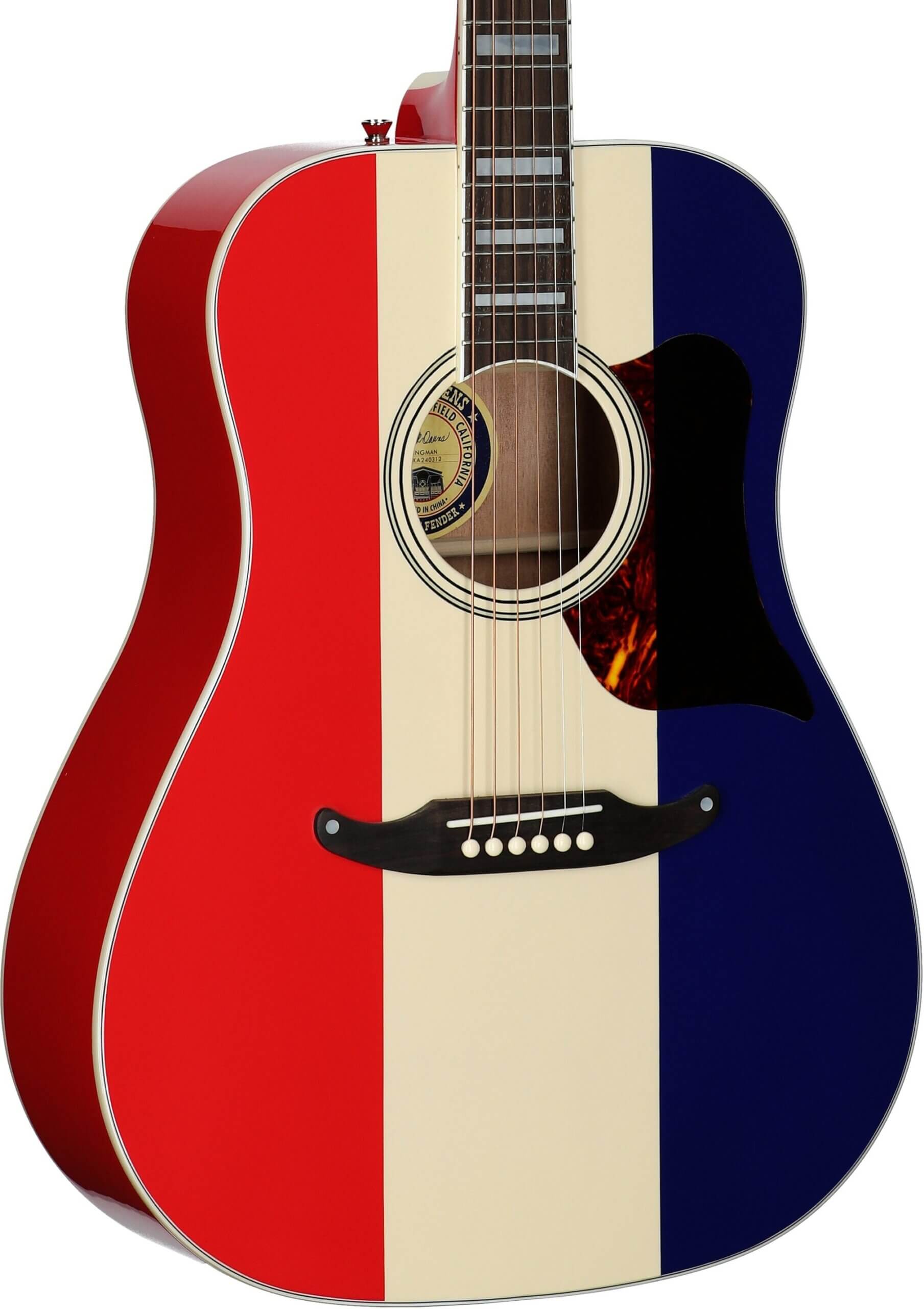 Fender Buck Owens Kingman Acoustic-Electric Guitar (with Case), Red White and Blue