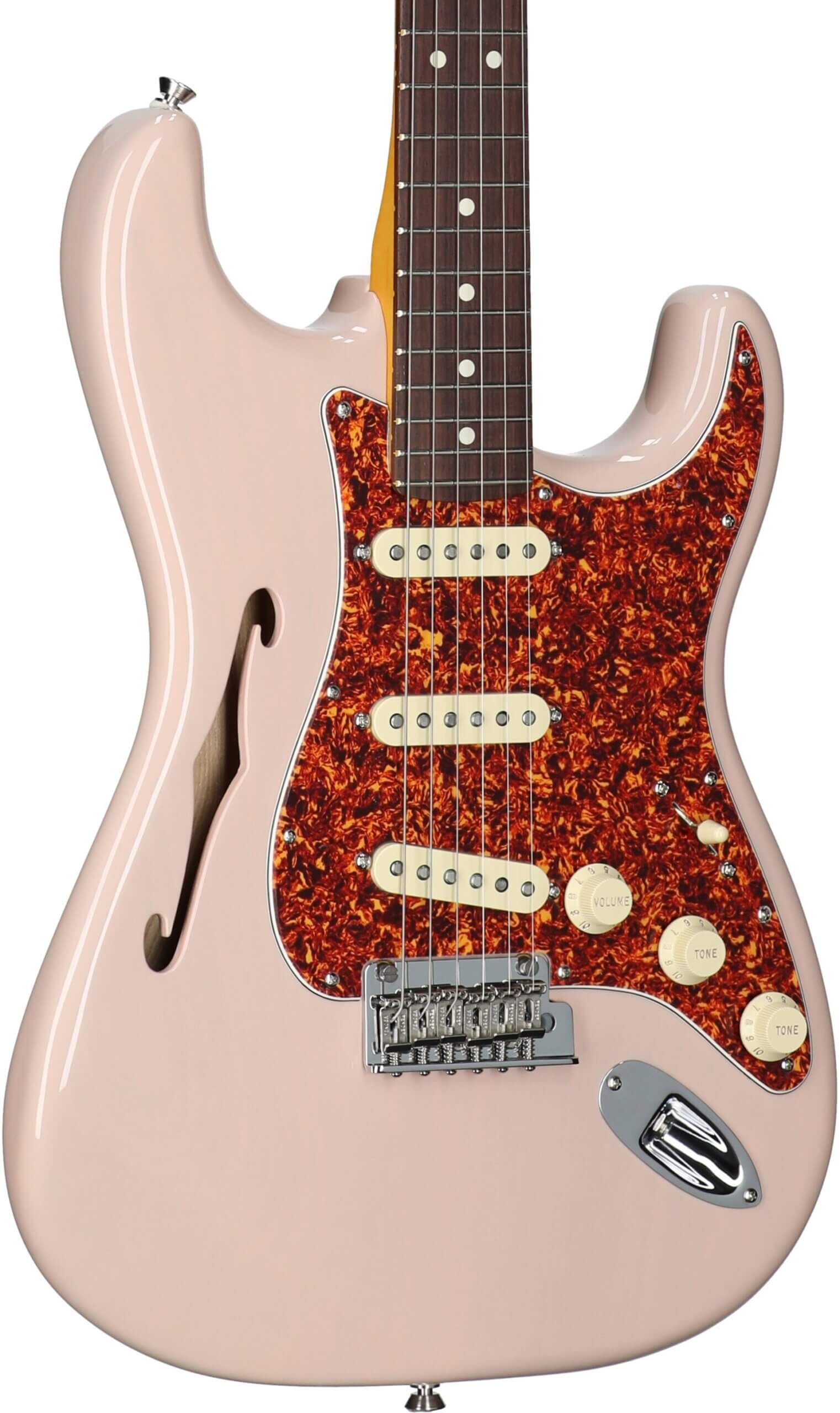 Fender Limited Edition American Professional II Stratocaster Thinline Electric Guitar (with Case), Transparent Shell Pink