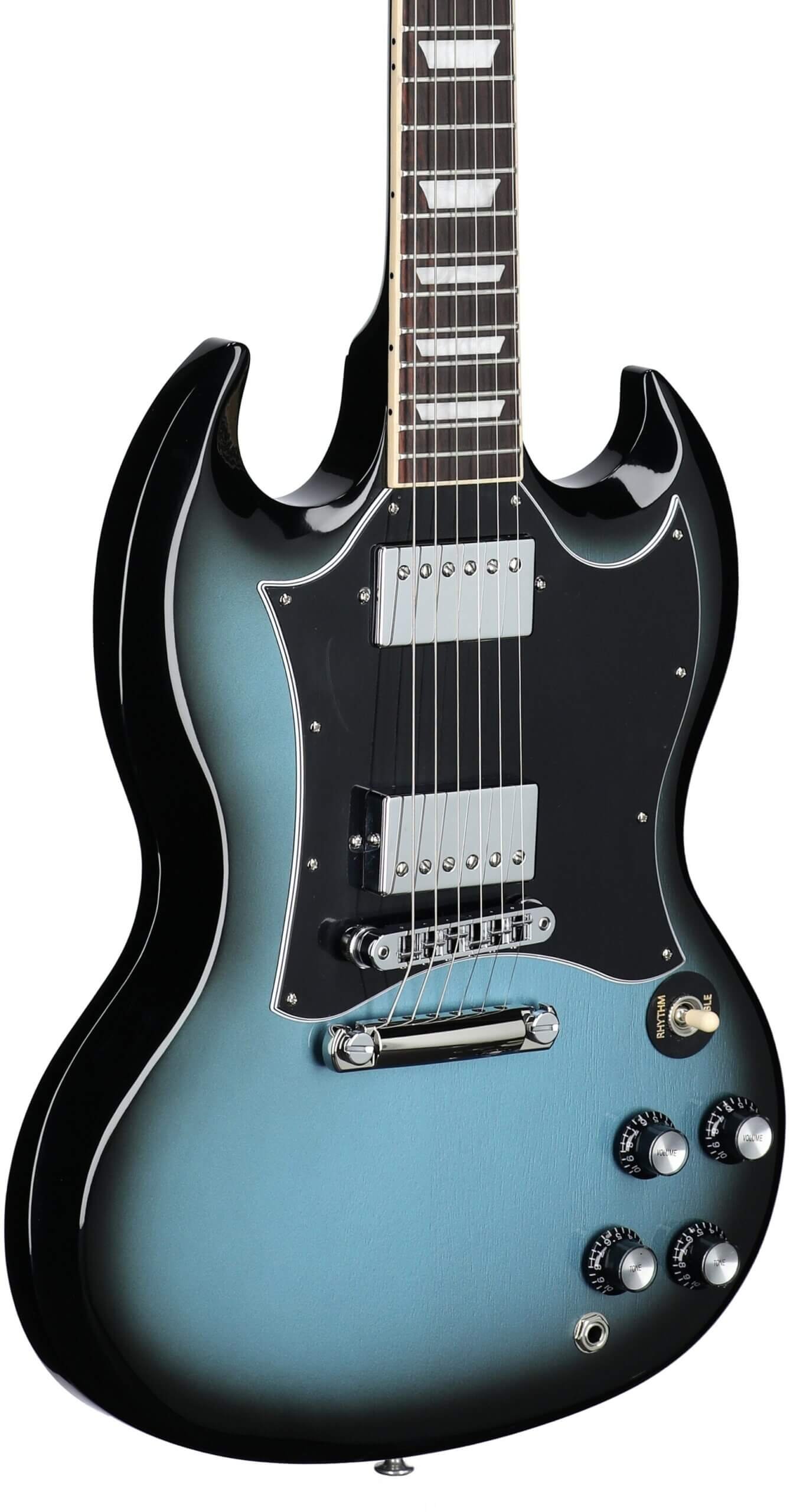 Gibson SG Standard Custom Color Electric Guitar (with Soft Case), Pelham Blue Burst