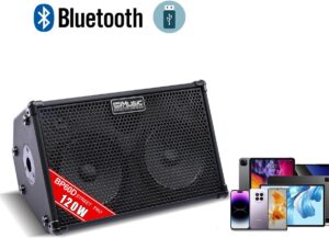 Coolmusic 120W Professional Acoustic Guitar Amp with Bluetooth | 7 Inputs, Studio-Grade Reverb/Chorus/Delay, 2-Band EQ | 3-Year Warranty