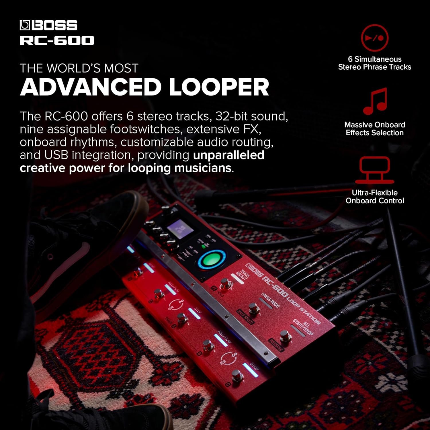 BOSS RC-600 Floor-Based Loop Station for Looping Musicians | Evolved Features & Customizable Functions | Next-Generation Sound Quality | Massive Onboard Effects Options | Unmatched Real-Time Control
