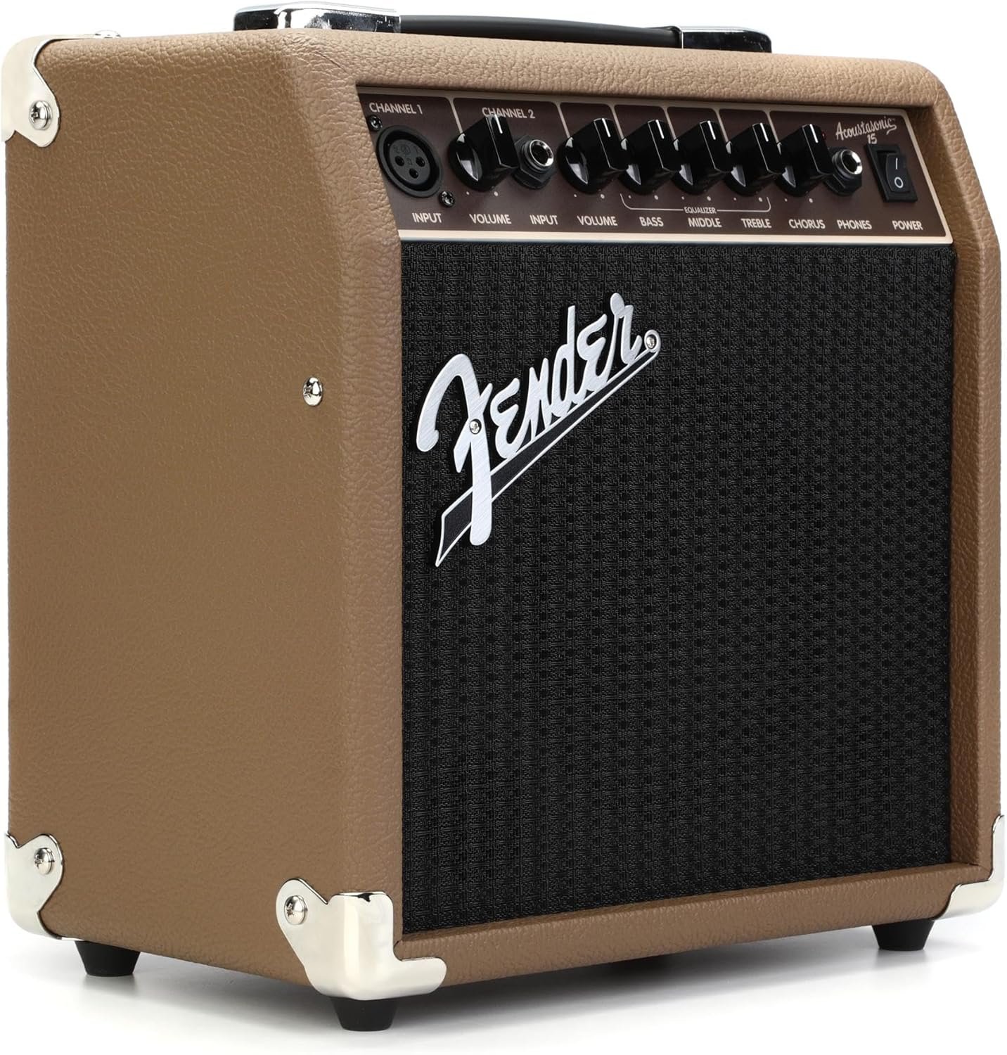 Fender Acoustasonic Guitar Amp for Acoustic Guitar, 15 Watts, with 2-Year Warranty 6 Inch Speaker, Dual Front-Panel inputs, 11.5Hx11.19Wx7.13D Inches