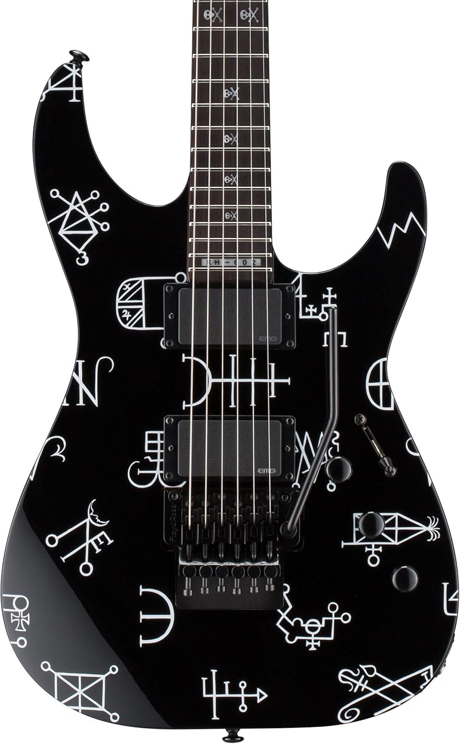 ESP LTD KH Kirk Hammett Demonology Electric Guitar with Tombstone Case, Black with Graphic