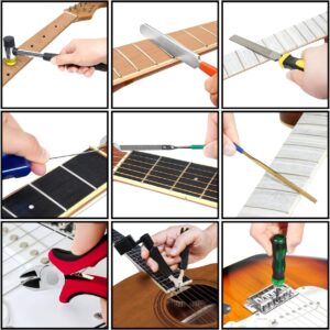Guitar Repairing Maintenance Tool Kit, Complete Pro Guitar Setup Kit Luthier Repair Tools with Guitar Work Mat and Neck Rest Support Cradle for Guitar Workstation Musician Enthusiast Guitarist