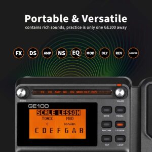MOOER GE100 Multi-Effects Guitar Pedal with 80 Presets, 66 Effects, Loop and 40 Drum Rythm. Distortion, Expression Volume Wah Pedal, Tap Tempo, Headphone Out, LED Screen, Tuner