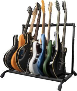 Rok-It Multi Guitar Stand Rack with Folding Design, Holds up to 7 Electric or Acoustic Guitars (RI-GTR-RACK7)