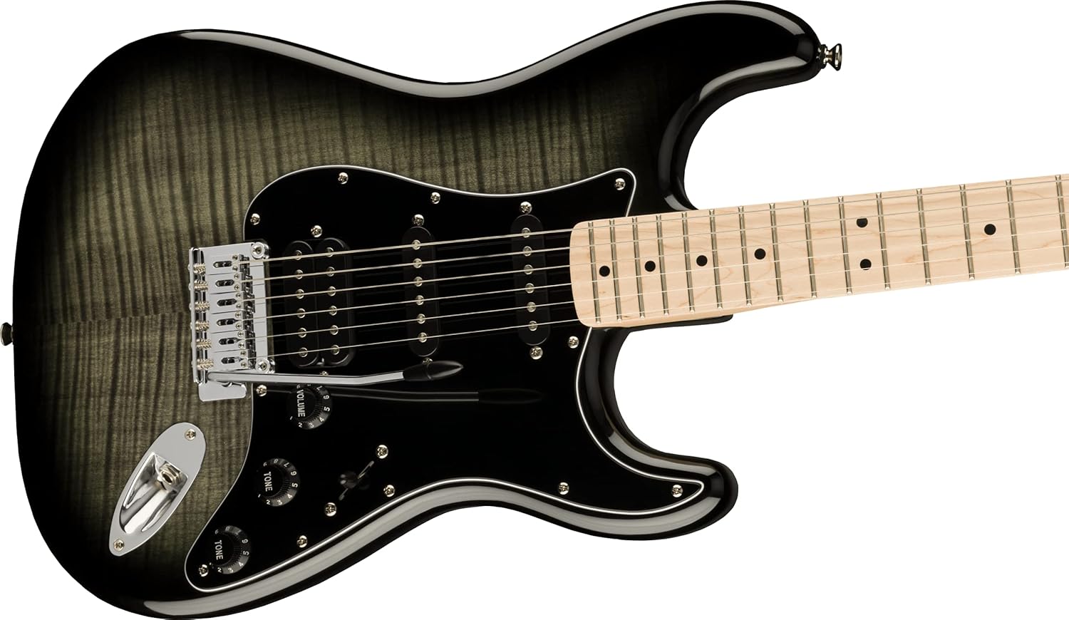 Squier Affinity Series Stratocaster FMT Electric Guitar, Black Burst, Maple Fingerboard