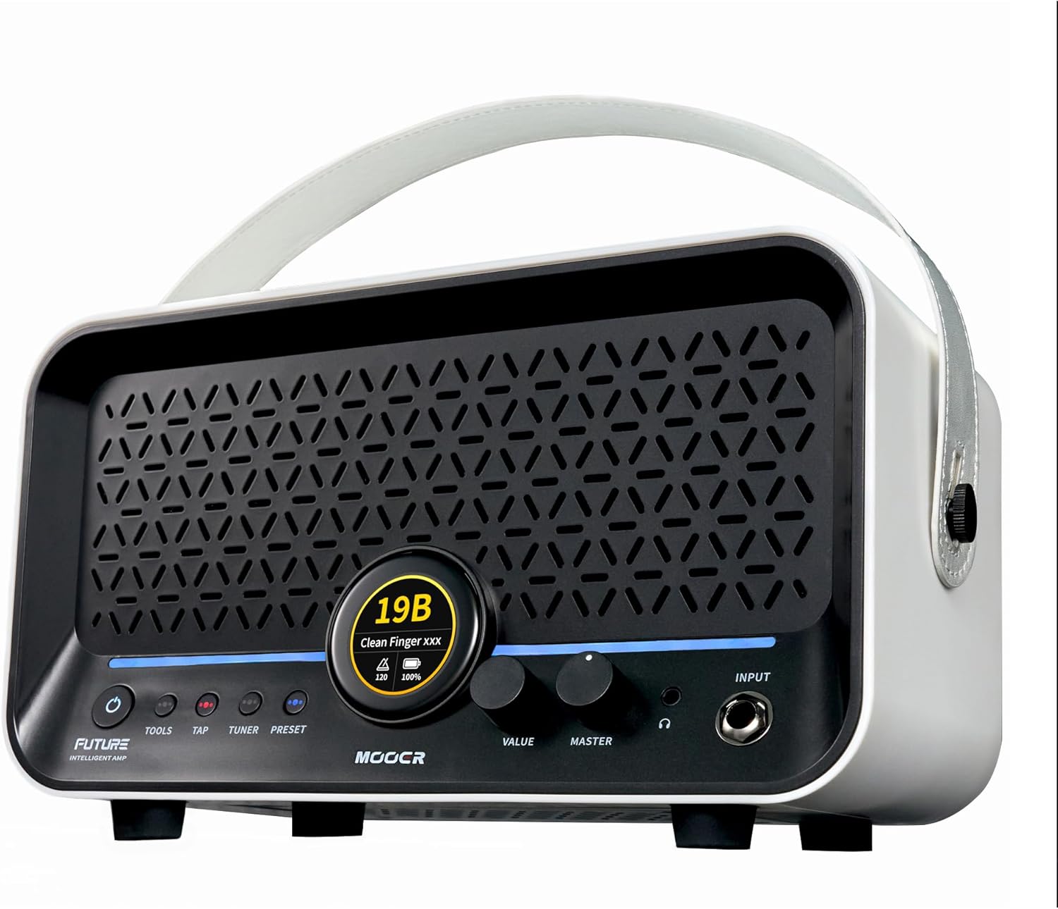 MOOER F15i AI Smart Guitar Amp Touch Screen 15W With Effects Application, 6 Hours Playtime, 55 Amp Models, 66 Effects Types, Loop/Drum Machine/Mod/Reverb/Delay, OTC Record For Electric Guitar And Bass