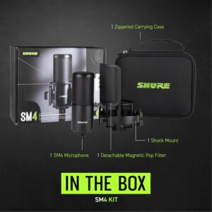 Shure SM4 podcast microphone kit with pop filter and shock mount