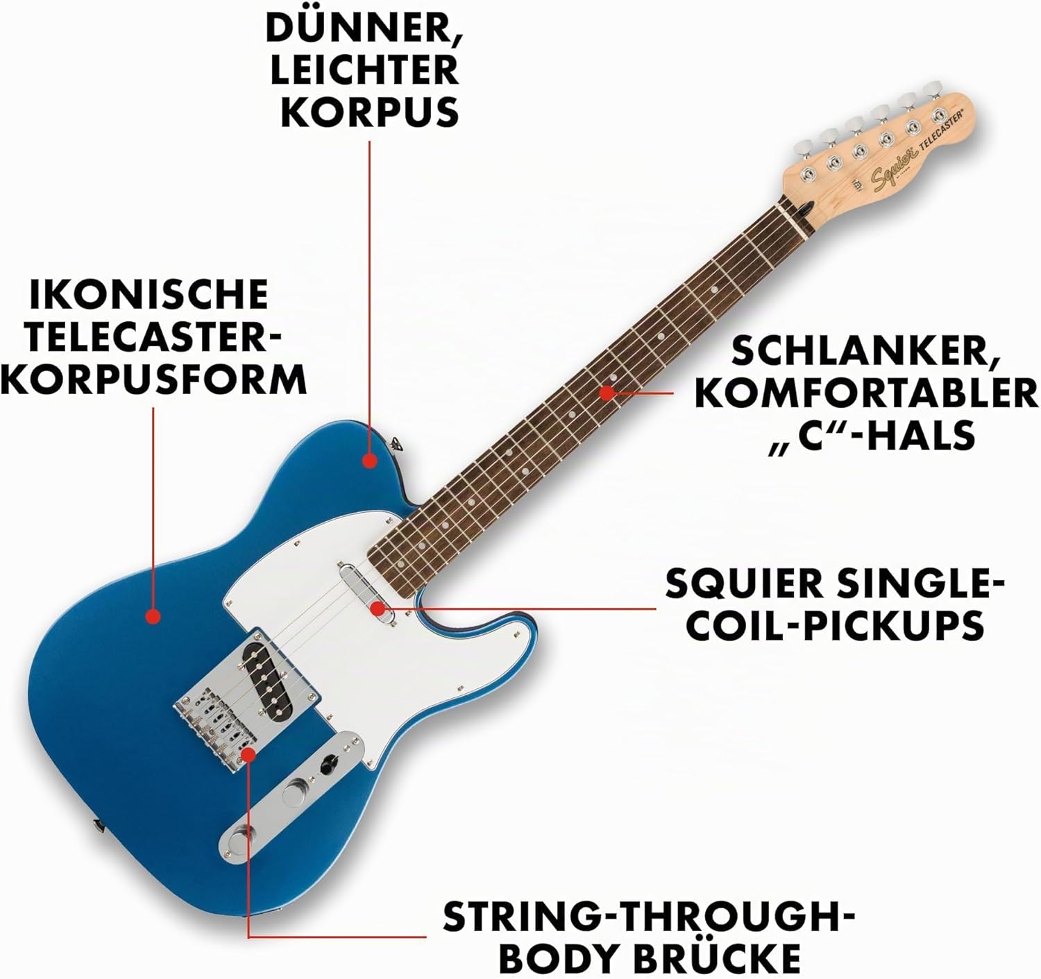 Squier Affinity Series Telecaster Lake Placid Blue electric guitar for creative guitar playing