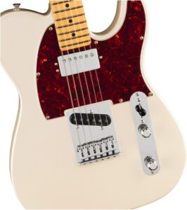 Fender Player II Modified Telecaster SH in Olympic Pearl finish showing the humbucker and single-coil pickup configuration