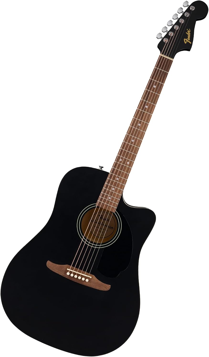 Fender California Debut Redondo CE dreadnought electro-acoustic guitar in black with a satin finish and walnut fretboard