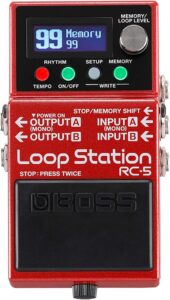 BOSS RC-5 Loop Station red guitar looper pedal with colour LCD display and footswitch